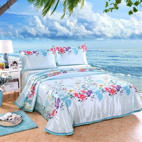 cool summer blue print summer sleeping mat bedding set bed sheet