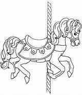 Carousel Horse Coloring Pages Drawing Printable Template Christmas Simple Carrousel Colouring Print Horses Birthday Adult Rug Beccysplace Drawings Carousels Books sketch template