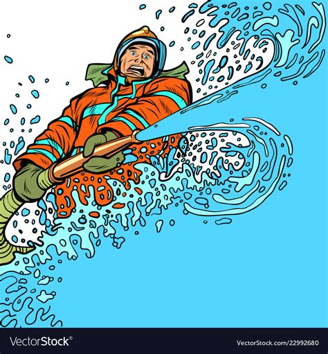 firefighter puts  fire  water   fire vector image