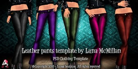 Second Life Marketplace Leather Pants Template By Luna Mcmillan Psd Tga