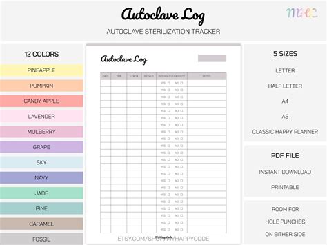 printable autoclave log sheet templates printable templates