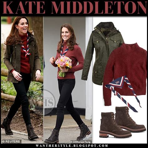 kate middleton in khaki jacket burgundy sweater and brown