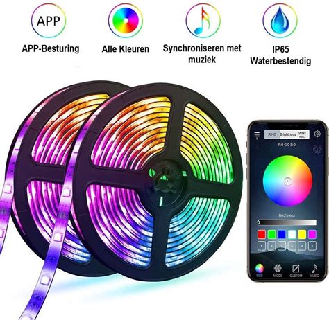 bolcom led strip  meter rgb app gestuurd waterbestendig ip muziek synchronisatie