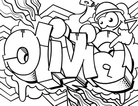 olivia coloring book page graffiti names etsy