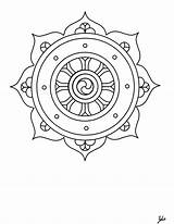 Dharma Buddhist Rueda Symbols Tatuaggio Resultado sketch template
