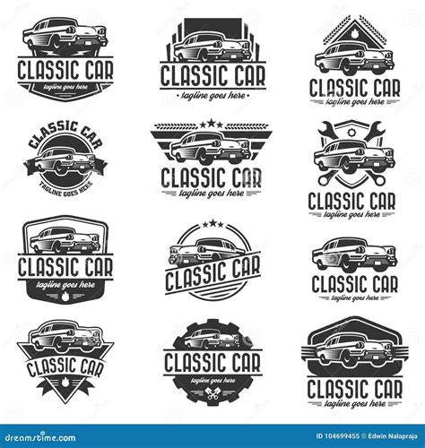 classic car logo template vintage car logo retro car logo stock