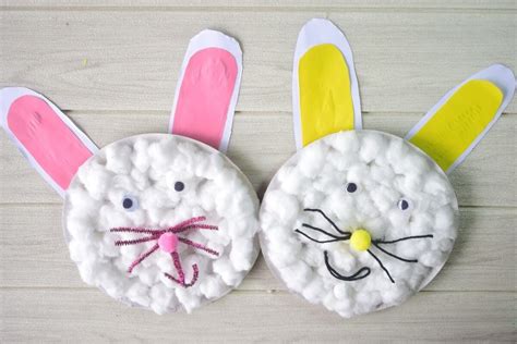 paper plate easter bunny  cotton balls craft