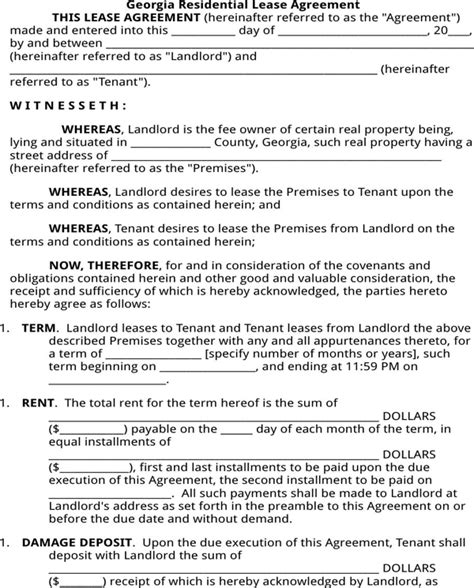georgia residential lease agreement   page
