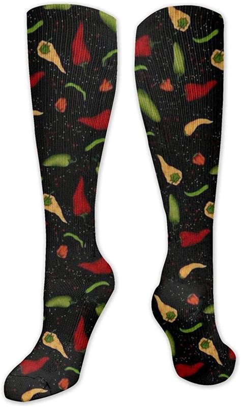 Red Yellow Green Chili Pepper Socks Athletic Socks Knee High Socks For