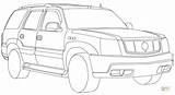 Cadillac Coloring Escalade Pages Printable Line Cars Template sketch template