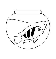fish  crystal bowl  black  white royalty  vector