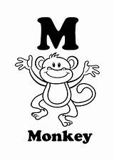 Monkey Coloring Letter Sheets Printable Colornimbus Animal Halloween Templates sketch template
