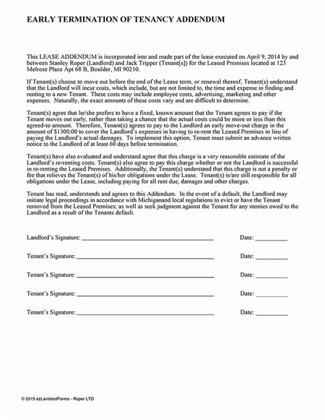 termination  lease agreement template beautiful early lease