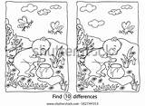 Differences Education Children Vector Game Find Bear Coloring Illustration sketch template