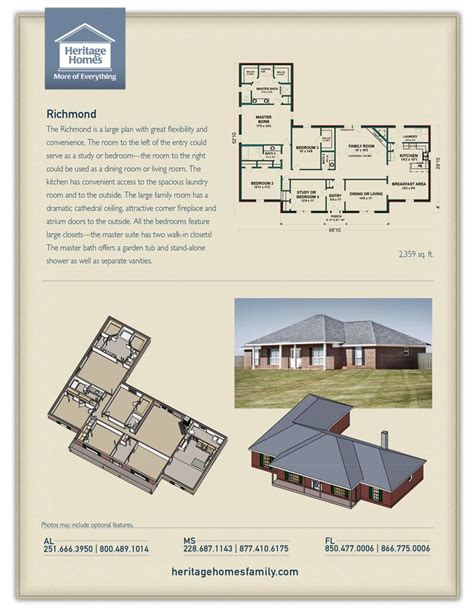 richmond heritage homes   plan floor plans plan front