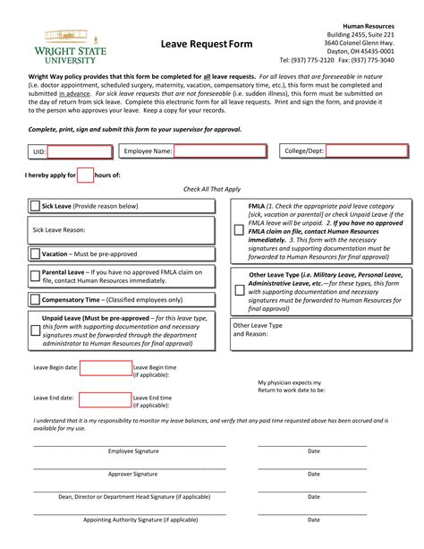 leave request form  examples format