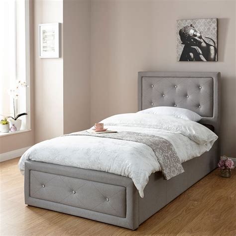hollywood single ottoman bed fabric grey   ft buy   qd stores