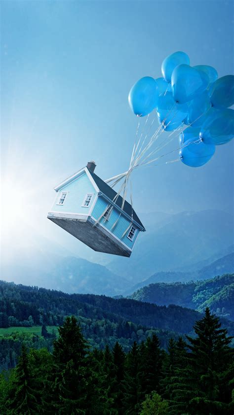 flying house landscape dream wallpapers hd wallpapers