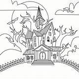 Coloring Haunted House Halloween Pages Printable Monsters Color Onlinecoloringpages Sheet sketch template