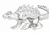 Anguirus Pages Godzilla Coloring Series Template Sketch sketch template