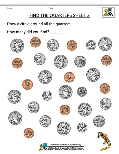 coin worksheets  kindergarten image rugby rumilly
