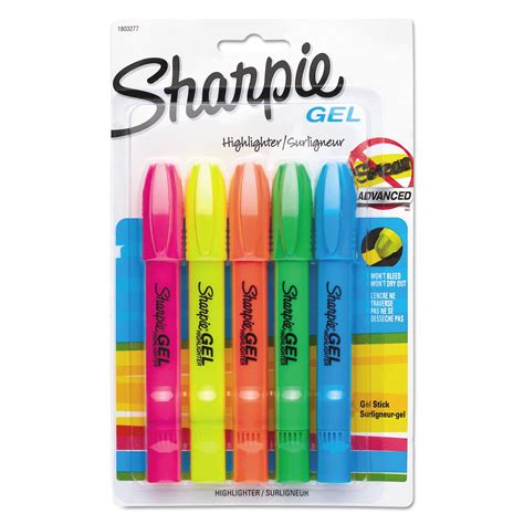 sharpie gel highlighters bullet tip assorted colors  count