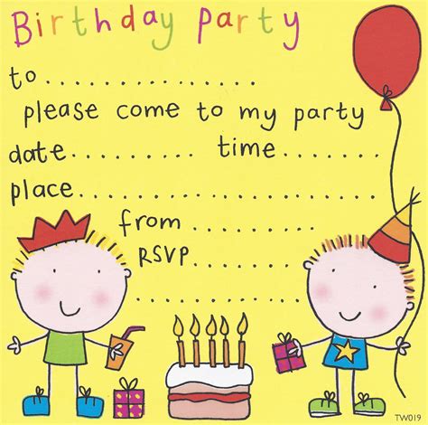 birthday party invites  kids  printable birthday