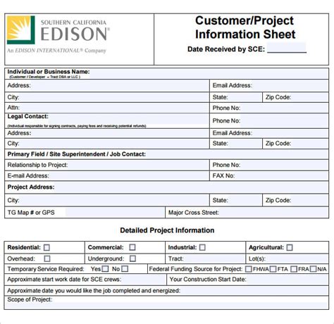 project sheet template    documents