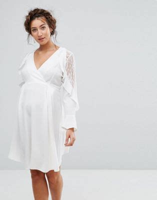 queen bee maternity ruffle sleeve dress  lace asos