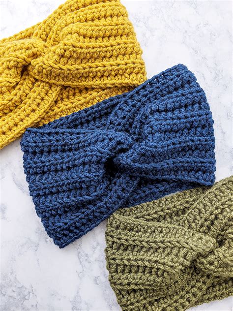 crochet twisted ear warmer headband   crafty