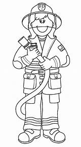 Firefighter Female Fire Fireman Fighter Outline Coloring Pages Kids Cartoon Printable Choose Board Clipart sketch template