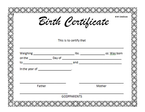 birth certificate templates  word templates