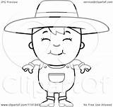 Farmer Mean Clipart Girl Cartoon Boy Coloring Smiling Vector Outlined Cory Thoman Royalty Clipartof Regarding Notes sketch template