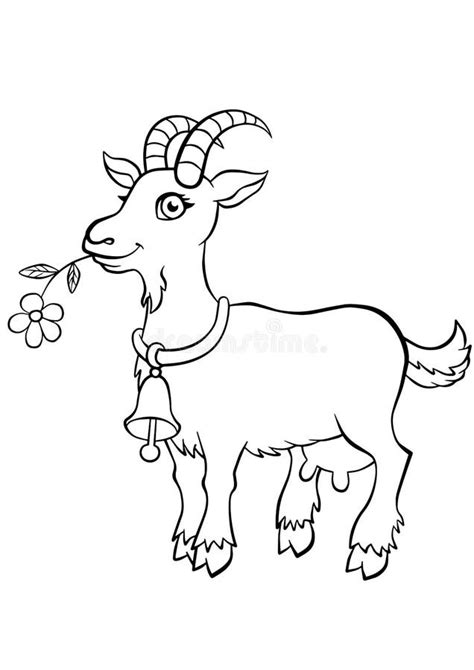 coloring pages animals  cute goat stock vector illustration