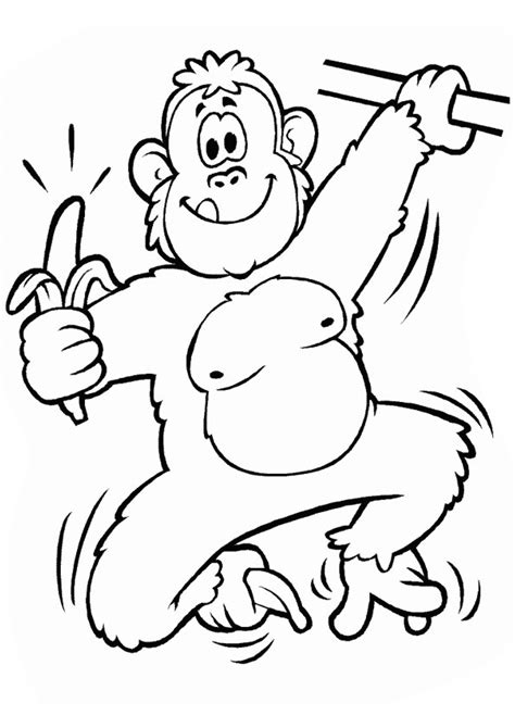 coloring pages monkey eating banana coloring page