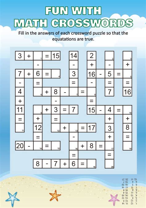 math crossword puzzle  math cross puzzle puzzle  education world