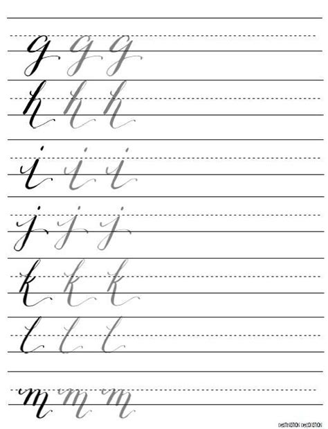 modern calligraphy practice worksheets lowercase letters