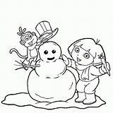 Coloring Dora Boots Pages Christmas Make Snowman Print Printable Winter Color Comments sketch template