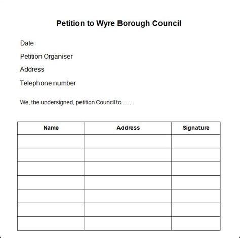 petition template    documents   word sample