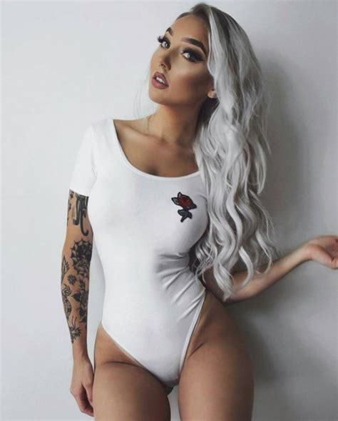 leotard clothing white hair one piece swimsuit porn pic