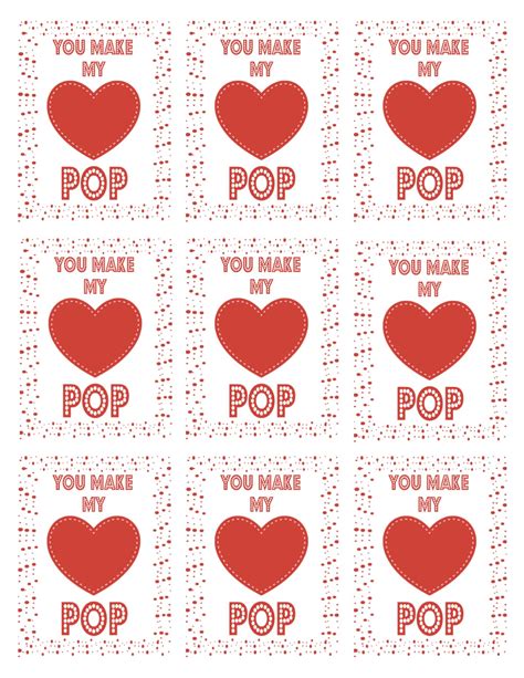 heart pop  valentine printable recipe