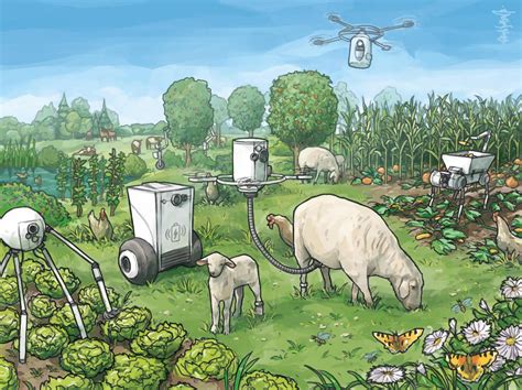 this illustration shows the utopian farm robot scenario image