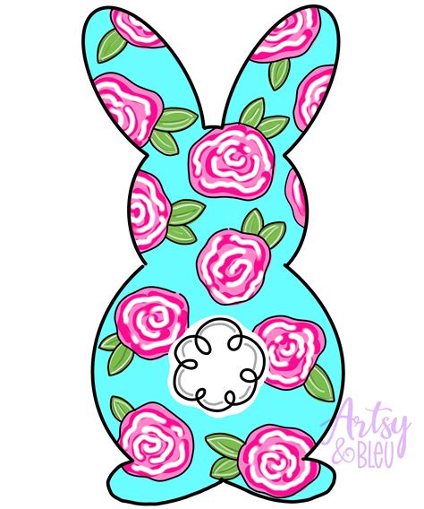 template floral bunny door hanger bunny template easter etsy