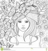 Coloring Adult Book Pattern Vector Girl Pages Face Illustration Drawn Hand Stress Anti Beautiful Books Stock Girls Teenagers Sheets Printable sketch template