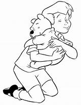 Puchatek Pooh Winnie Hugging Piglet Kubuś Kolorowanki Kolorowanka Krzyś Christopher Krzys Kubus Christoper Colouring Hmcoloringpages Kubusiem sketch template