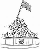 Coloring Iwo Jima Veterans Flag Raising Drawing Memorials Celebrating Netart Color Getdrawings sketch template
