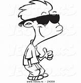 Cartoon Thumbs Boy Shades Vector Coloring Outlined Ron Leishman Royalty sketch template