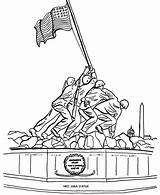 Coloring Jima Memorial Flag Printable Iwo Statue Kids Army Men Happy sketch template