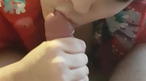 brunette wife gets a surprise load of cum in mouth pov