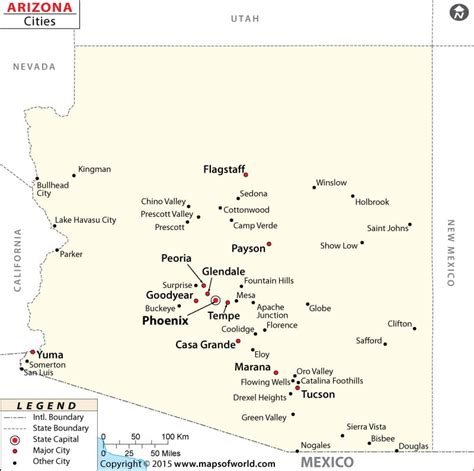 arizona cities map cities  arizona az